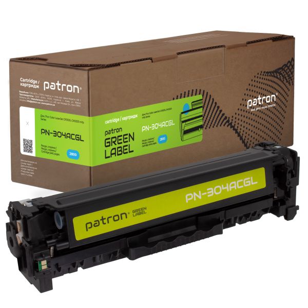 Картридж сумісний HP 304A (CC531A) Green Label, синій Patron (PN-304ACGL)