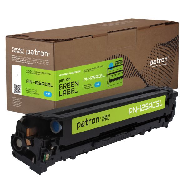 Картридж совместимый HP 125A (CB541A) Green Label, синий Patron