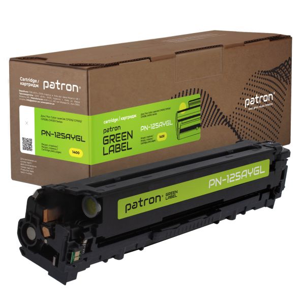 Картридж совместимый HP 125A (CB542A) Green Label, желтый Patron