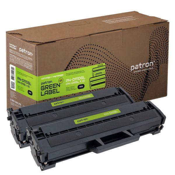 Картридж сумісний Samsung MLT-D111S (SL-M2020) підвійна упаковка Green Label Patron (PN-D111DGL)