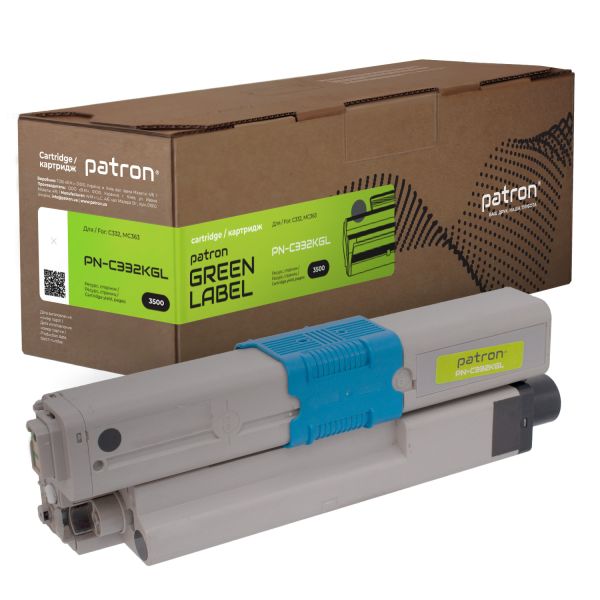 Тонер-картридж совместимый Oki 46508736 Green Label, черный Patron (PN-C332KGL)