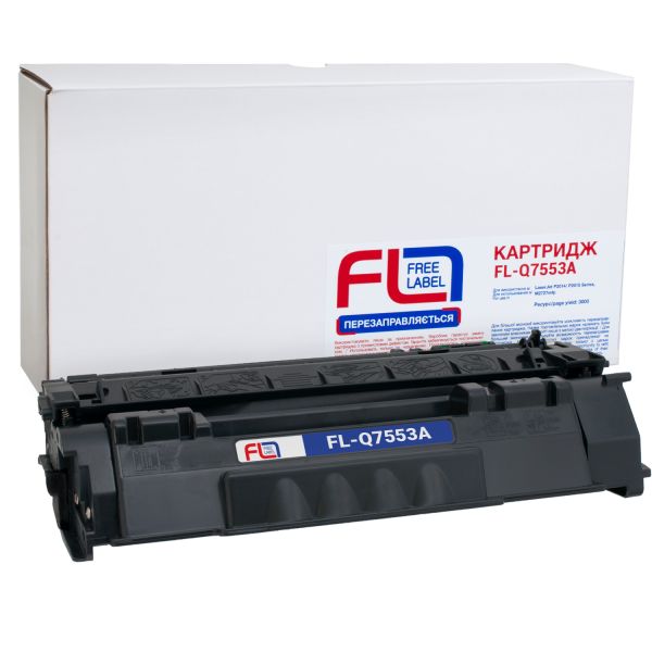 Картридж сумісний Free Label HP 53A (Q7553A) / Canon 715 Black