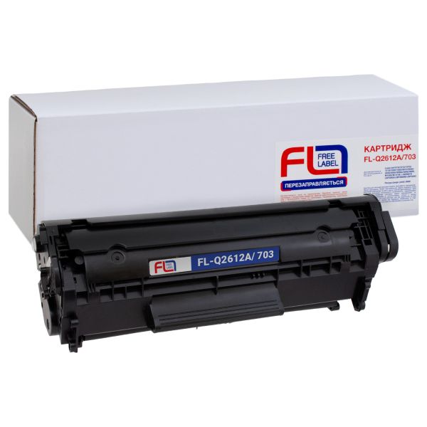 Картридж сумісний Free Label для HP 12A (Q2612A) / Canon 703 Black 