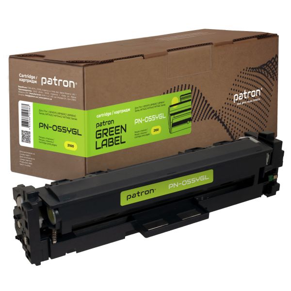 Картридж совместимый Canon 055 желтый Green Label Patron (PN-055YGL)