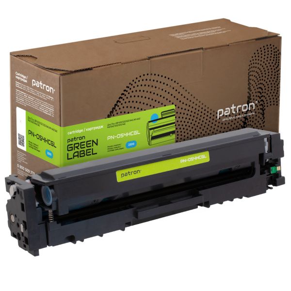 Картридж сумісний Canon 054H Green Label, синій Patron (PN-054HCGL)
