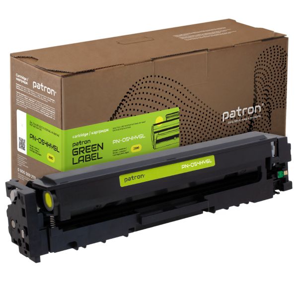 Картридж совместимый Canon 054H Green Label, желтый Patron (PN-054HYGL)