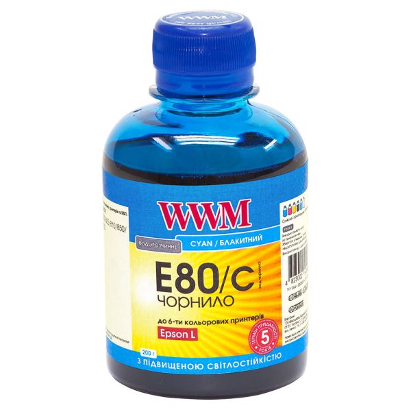 Чернила WWM для Epson L800 200г Cyan водорастворимые (E80/C) светостойкая