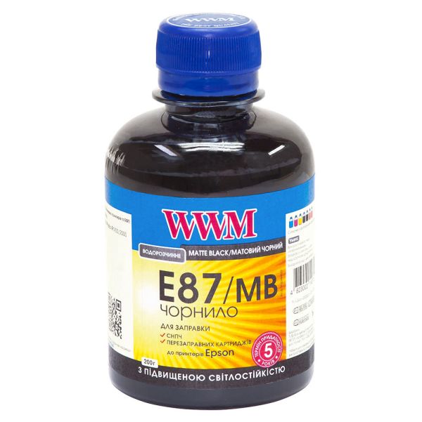Чорнило WWM для Epson Stylus Photo R1900/R2000 200г Matte Black водорозчинне (E87/MB)