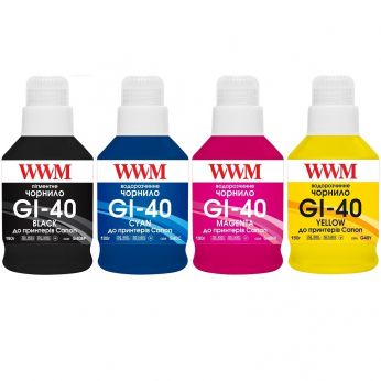 Комплект чернил WWM GI-40 для Canon G5040/G6040 4х190г BP/C/M/Y пигментные/водорастворимые (G40SET4)