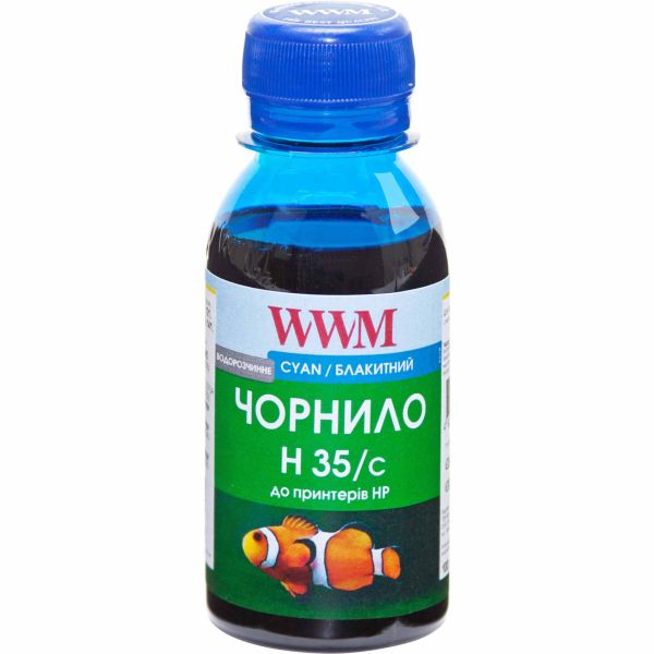 Чернила WWM для HP №22/134/121 100г Cyan водорастворимые (H35/C-2) для СНПЧ