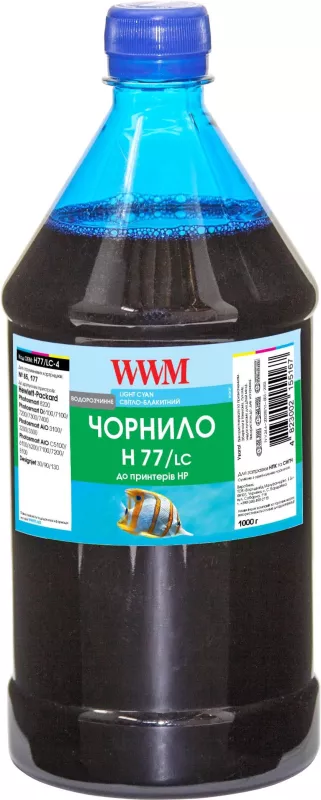 Чернила WWM для HP №177/85 1000г Light Cyan водорастворимая (H77/LC-4)