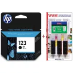Картридж HP Deskjet 2130 HP №123 Black + Заправочный набор Black (Set123B-inkHP)