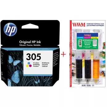 Картридж HP DJ 2320/2710/2720 №305 Color + Заправочный набор Color (Set305C-inkHP)