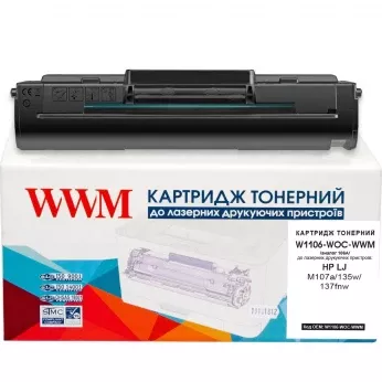 Картридж сумісний WWM для HP 106A (W1106) Black без чіпа