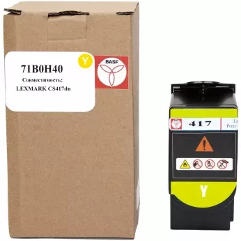 Картридж тон. BASF для Lexmark CS417dn аналог 71B0H40 Yellow ( 3000 ст.) (BASF-KT-71B0H40)