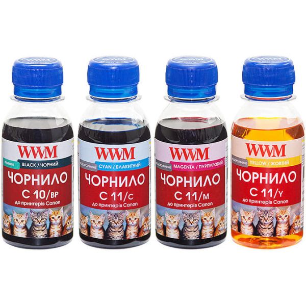 Комплект чорнил WWM для Canon PG-510/CL-511 4х100г BP/C/M/Y Пігментне/Водорозчинне (C10/11SET4-2)