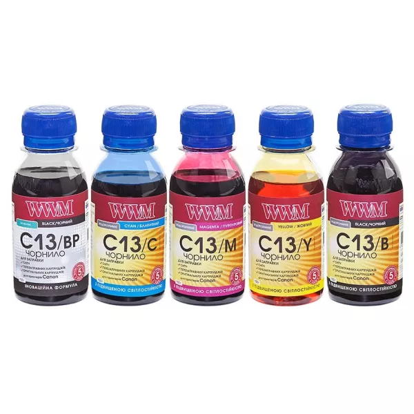 Комплект чорнила WWM для Canon PGI-520/CLI-521 Пігментні/Водорозчинні 5х100г BP/B/C/M/Y