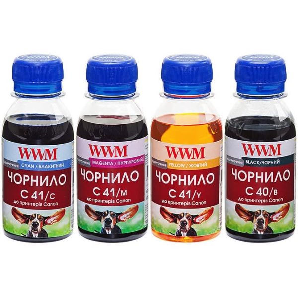 Комплект чорнил WWM для Canon PG-40/CL-41 4х100г B/C/M/Y водорозчинний (C40/41SET-2)