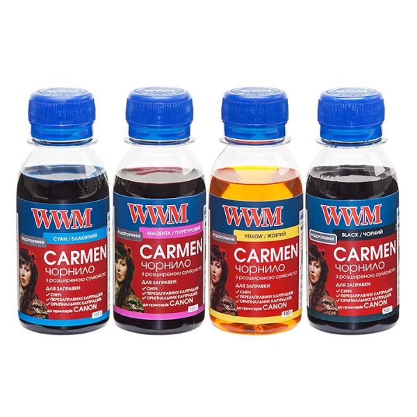Комплект чорнил WWM CARMEN для Canon 4х100г B/C/M/Y водорозчинне (CARMEN.SET-2)