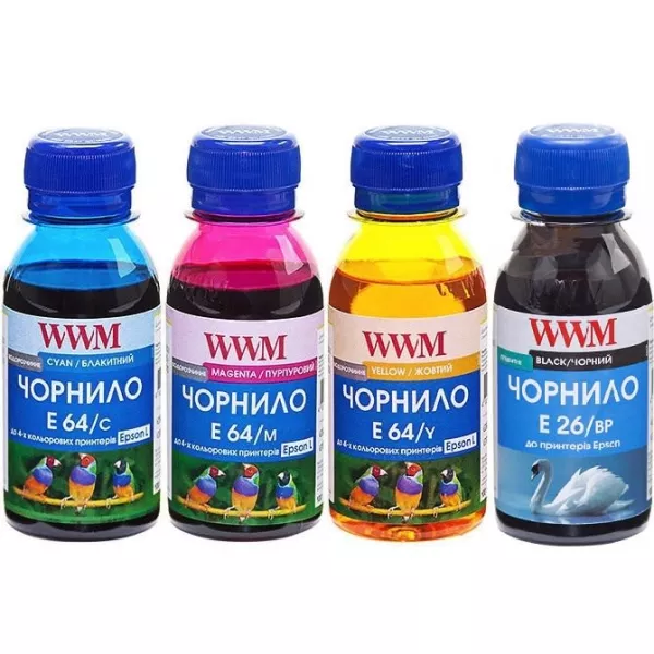 Комплект чернил WWM для Epson L605/L4150/L1455 4х100г BP/C/M/Y Пигментное/Водорастворимое (E26/64SET4-2)