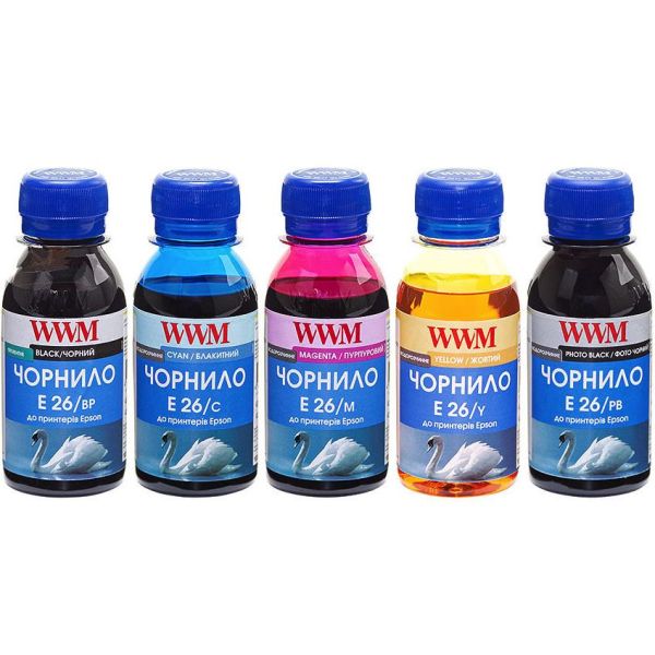 Комплект чернил WWM для Epson XP-600/XP-605/XP-700 5х100г BP/PB/C/M/Y Пигментное/Водорастворимое (E26SET5-2)