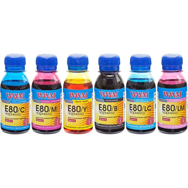 Комплект чернил WWM для Epson L800 6х100г B/C/M/Y/LC/LM водорастворимые (E80SET-2) светостойкий