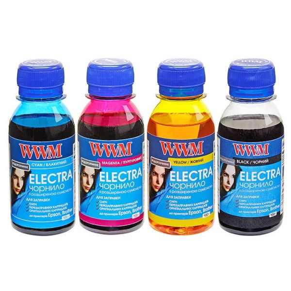 Комплект чорнил WWM ELECTRA для Epson 4х100г B/C/M/Y водорозчинне (ELECTR.SET42)
