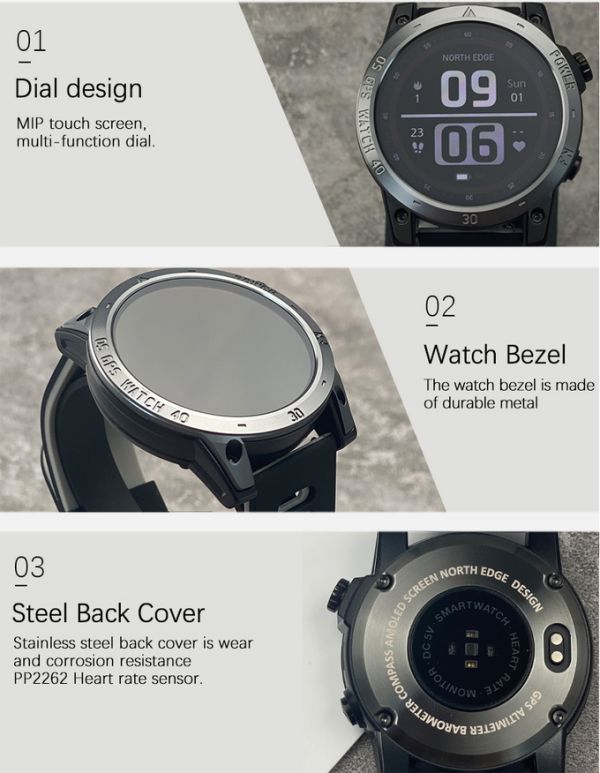 North Edge CrossFit GPS Black с компасом