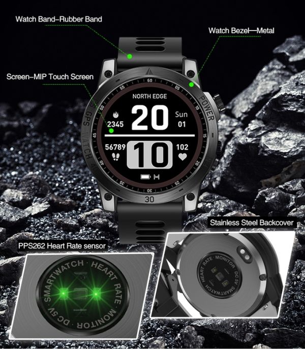 North Edge CrossFit GPS Black с компасом