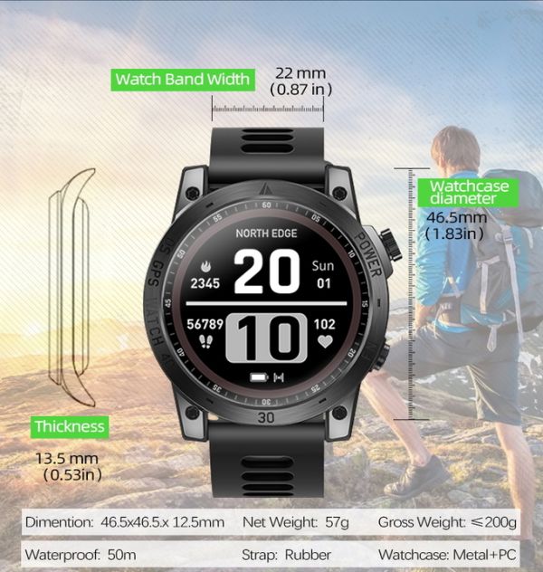 North Edge CrossFit GPS Black с компасом