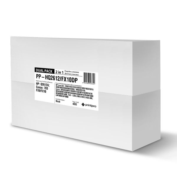 Картридж совместимый PrintPro для HP 12A (Q2612A) / Canon 703 Black Dual Pack