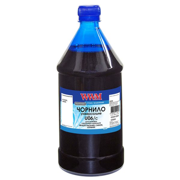 Чернило WWM для Canon/HP/Lexmark 1000г Cyan водорастворимый (U06/C-4)