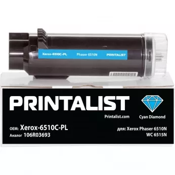 Туба з тонером PRINTALIST для Xerox Phaser 6510N, WC 6515N аналог 106R03693 Cyan ( 4300 ст.) (Xerox-6510C-PL)